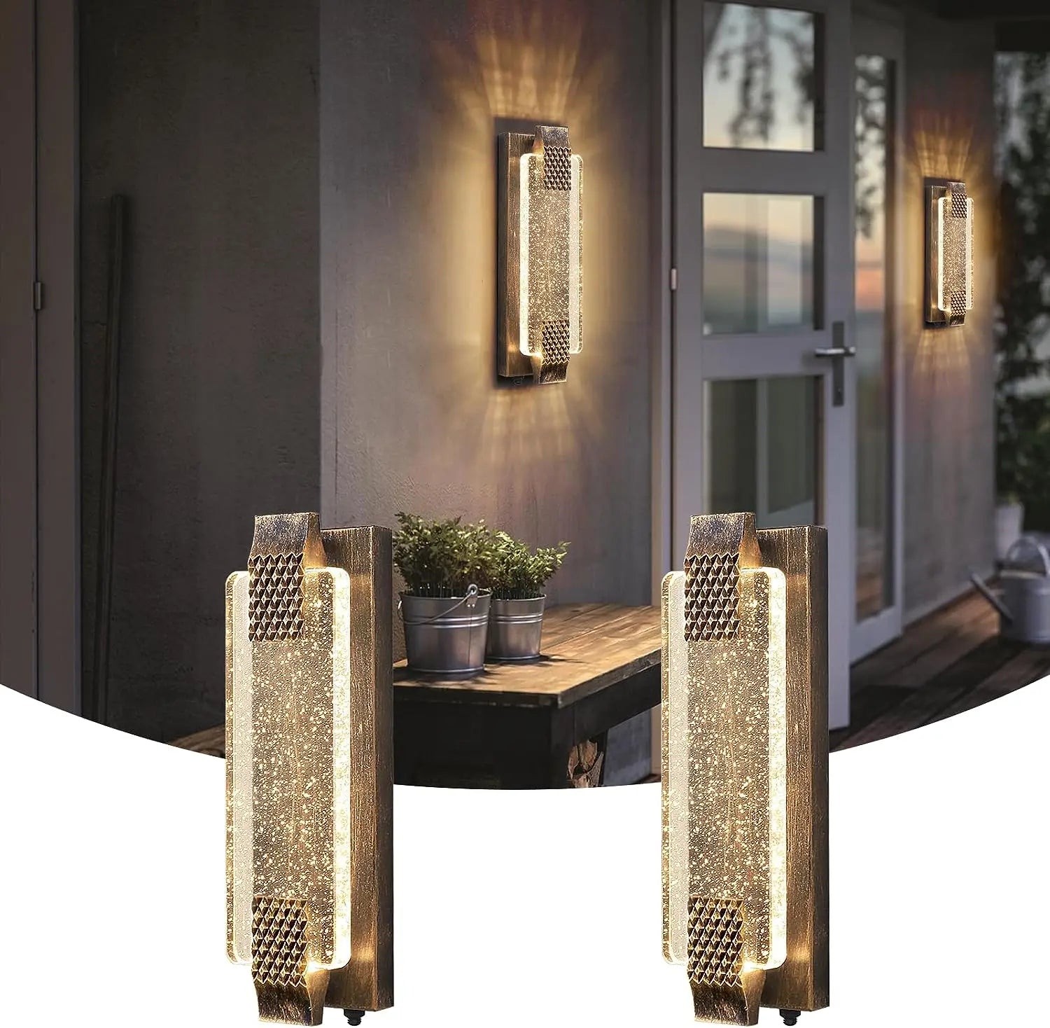 Crystal Bubble Glass LED Outdoor Wall Sconce for Porch and Garden