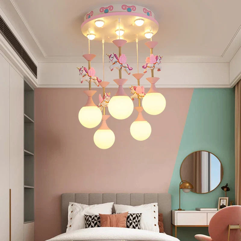 Kids Ceiling Chandelier: Modern LED Pendant Light for Girls' Bedroom Decor