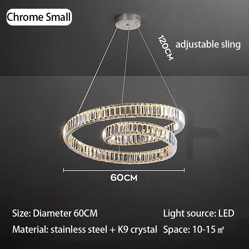 Crystal Chandelier LED Light Fixture, Luxury Decor Hanging Lamp, Modern Home Lighting