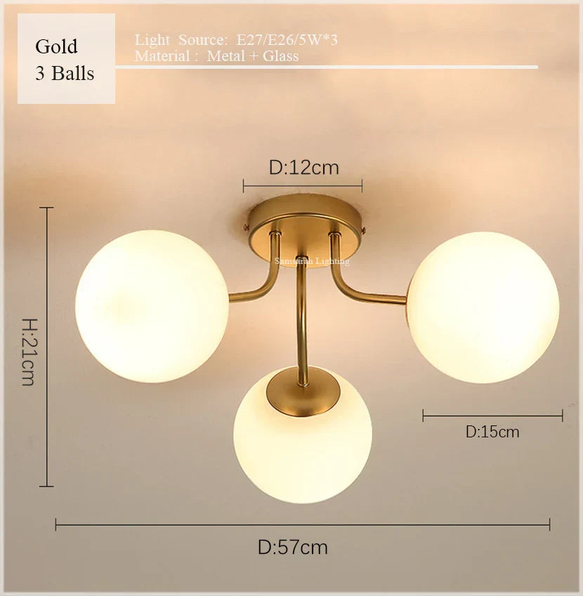 Glass Ball Ceiling Chandelier Pendant Lamp for Modern Living Bedroom