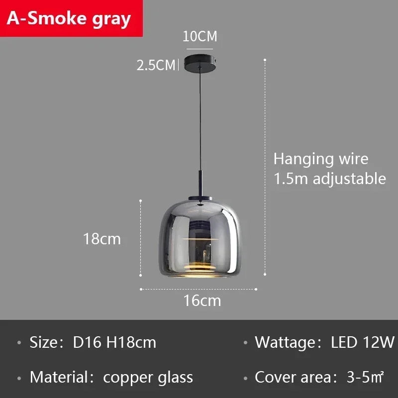 Nordic Glass LED Pendant Lights Copper Chandeliers for Home Decor