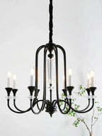 Iron Vintage Candle Chandelier: Retro French Style Pendant Light