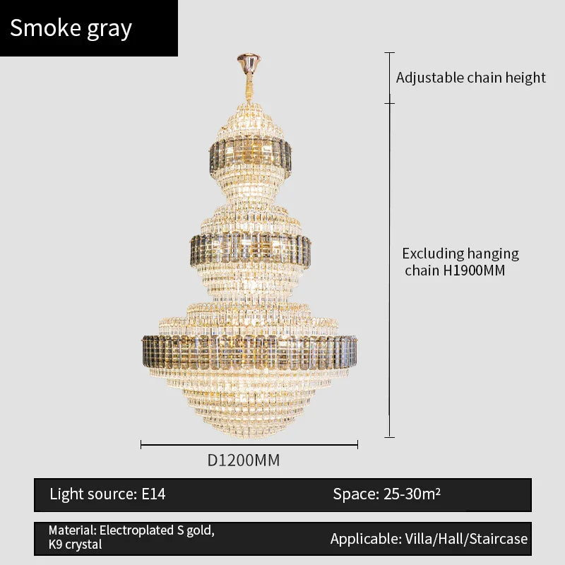 European Crystal Duplex Chandelier for Elegant Living Room and Villa décor.