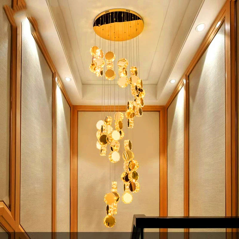 Crystal Chandelier Stair Pendant Lamp Living Room Lighting