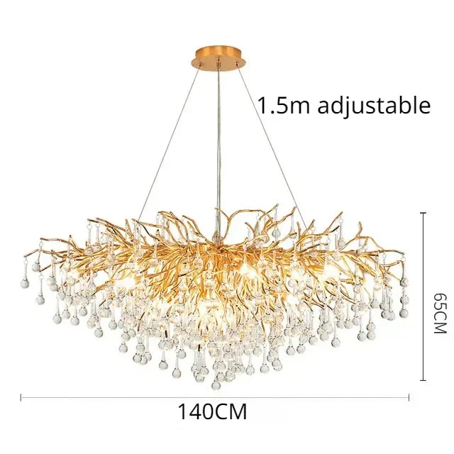 Crystal Dendritic Chandelier: Modern Luxe for Living Room, Dining Room, Bedroom, Hotel Lobby
