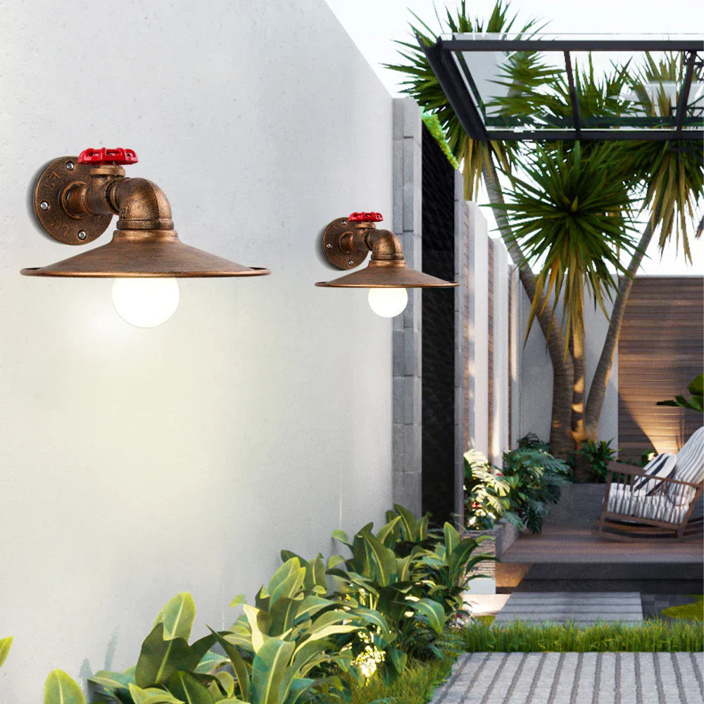 Industrial Iron Rust Water Pipe Wall Light Vintage E27 Sconce Fixture