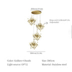 Stainless Steel Hanging Lamps for Ceiling Bar Pendant Lights Restaurant Luxury Chandelier