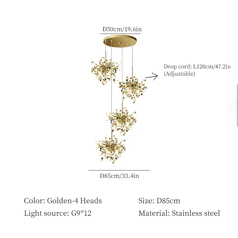 Stainless Steel Hanging Lamps for Ceiling Bar Pendant Lights Restaurant Luxury Chandelier