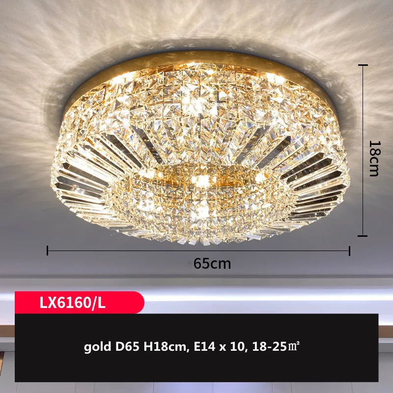 Luxury Crystal LED Ceiling Light for Bedroom & Living Room