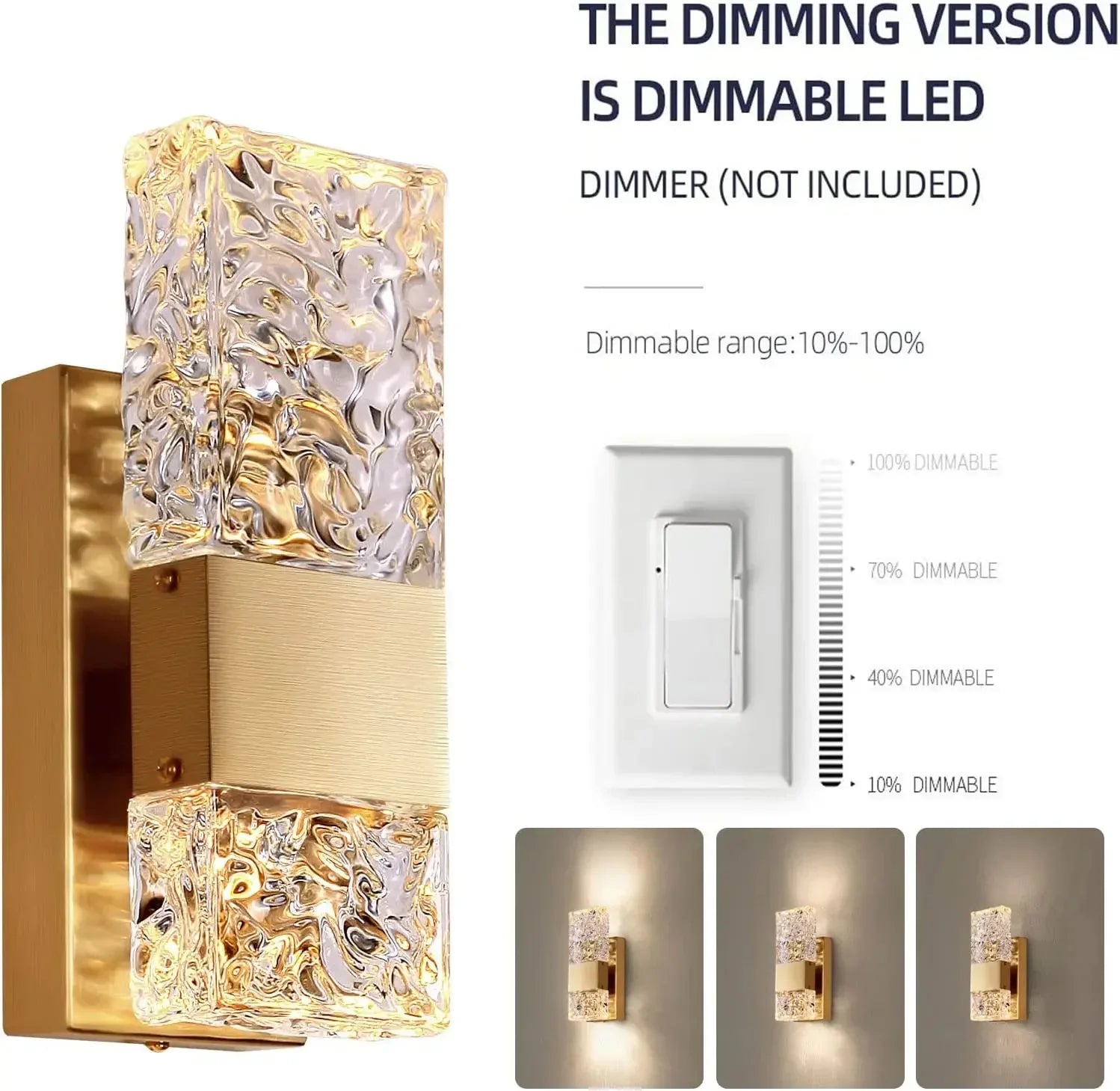 Crystal LED Wall Light Remote Control Dimmable 3000K 6000K for Bedroom Hallway