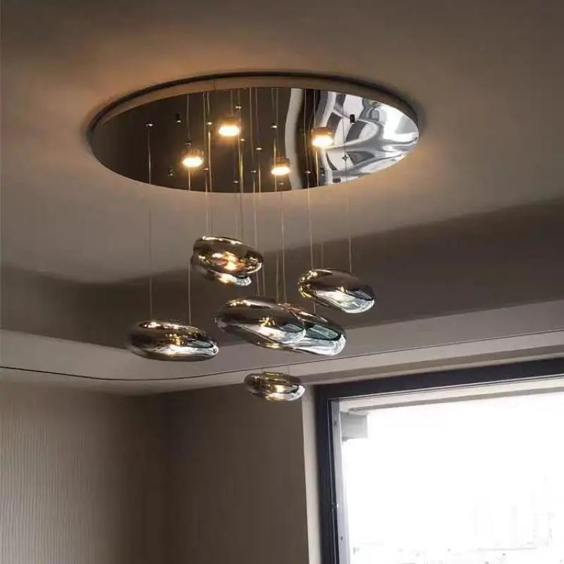 Chrome Art Ceiling Lamp for Modern Living Room, Bedroom Chandelier Lighting, Luxury Fixtures