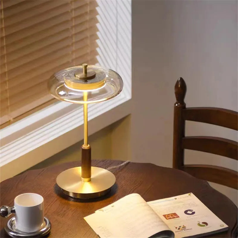 Gold Lustre Glass Mushroom Table Lamp for Bedroom Living Room Study