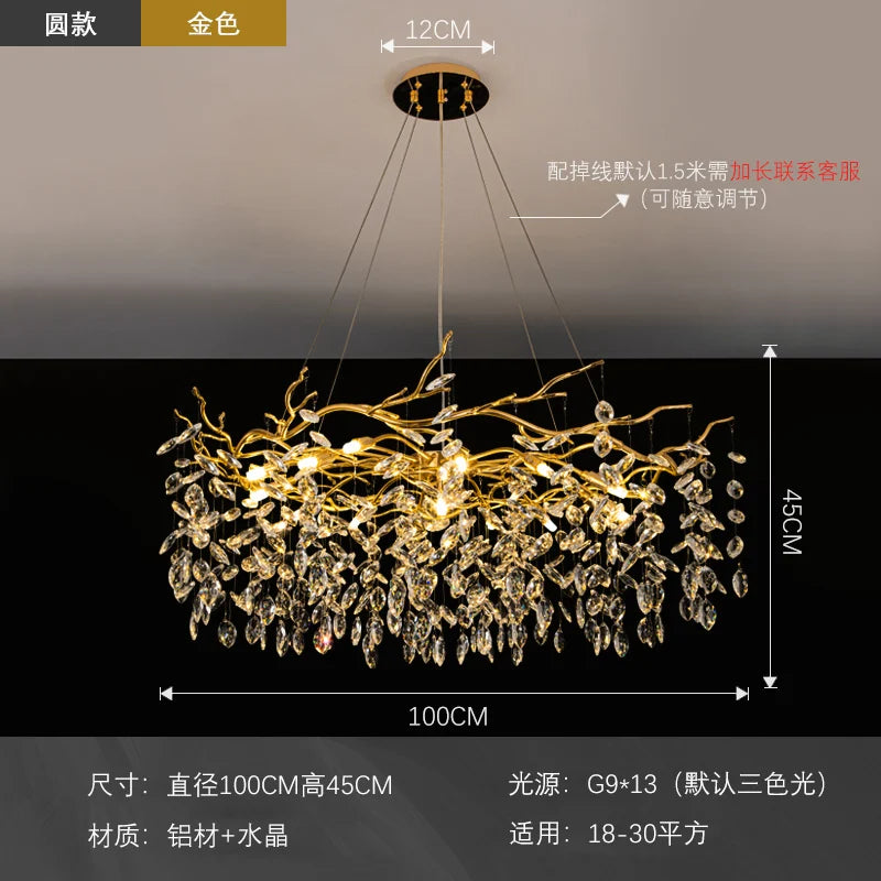 Golden Branch Led Ceiling Chandelier Modern Living Room Pendant Lights