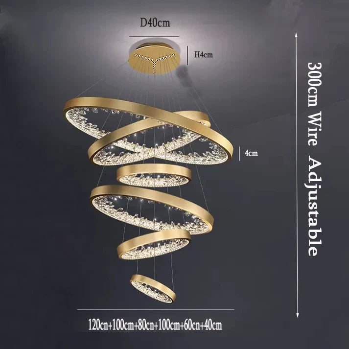 Crystal LED Chandelier Circle Hanging Lamp - Modern Luxury Dimmable Lighting