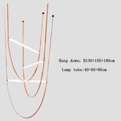 Afralia Leather Belt Chandelier: Modern Glass Tube Designer Lighting for Home, Restaurant & Villa