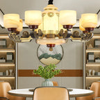 All Copper Jade Chandelier | Chinese Style Living Room Dining Room Lighting