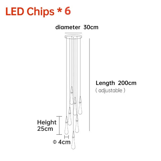 Modern LED Staircase Chandelier for Living Room Villa Duplex Building Rotation