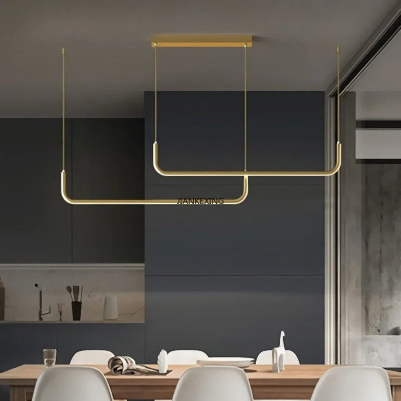 LED Chandelier: Modern Black Gold Dimmable Lighting for Dining Room, Kitchen Table