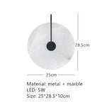Marble Circular Wall Lamp, Minimalist Nordic Designer LED Lights for Bedroom & Study