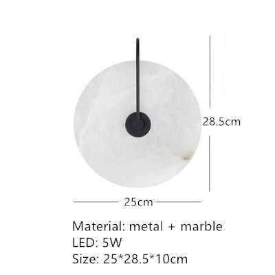 Marble Circular Wall Lamp, Minimalist Nordic Designer LED Lights for Bedroom & Study