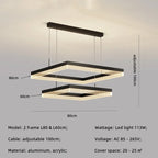 Minimalist Black Square Frame LED Chandelier for Living Room