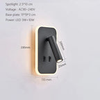 LED Wall Lamp USB Charging Bedroom Hotel Bedside Reading Sconce Switch
