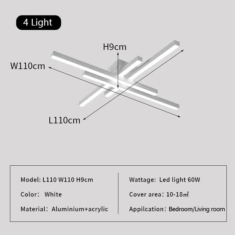 Linear LED Ceiling Lamp for Living Room Bedroom Lighting Fixtures