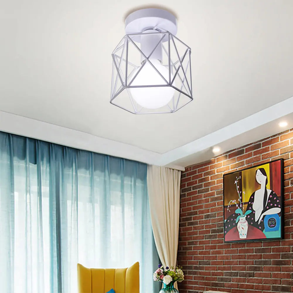 Vintage Wire Cage Ceiling Lamp for Home, Restaurant, Bar - Retro Style Lighting