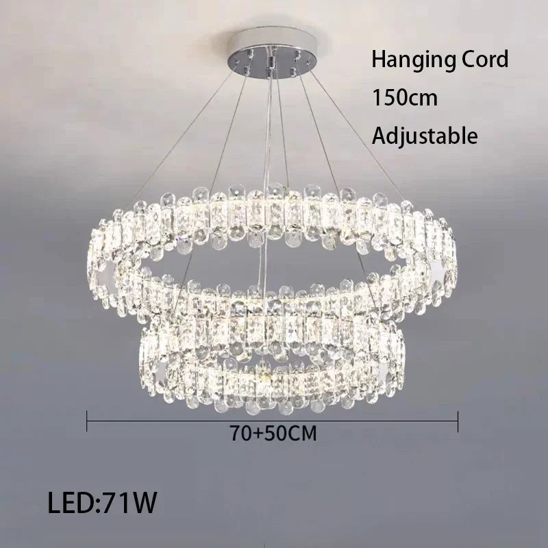 Crystal LED Ceiling Chandelier: Modern Dimmable Lighting Fixture for Stylish Home Decor