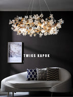 LED Crystal Pendant Chandelier with Handmade Kapok Flower Glass Branches