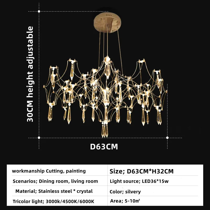 Crystal Chandelier Ceiling Pendant Light for Living Dining Bedroom Home Lighting