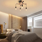 Vintage Industrial Black 4-Head Ceiling Light Fixture for Kitchen, Balcony, Living Room