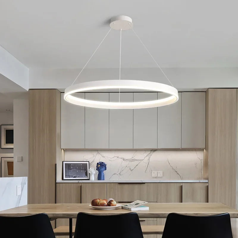 Round Ring LED Chandelier for Modern Minimalist Home and Office Decor