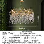 Golden Crystal Tree Chandelier, Luxury Matte Aluminum Art Ceiling Light for Living Room