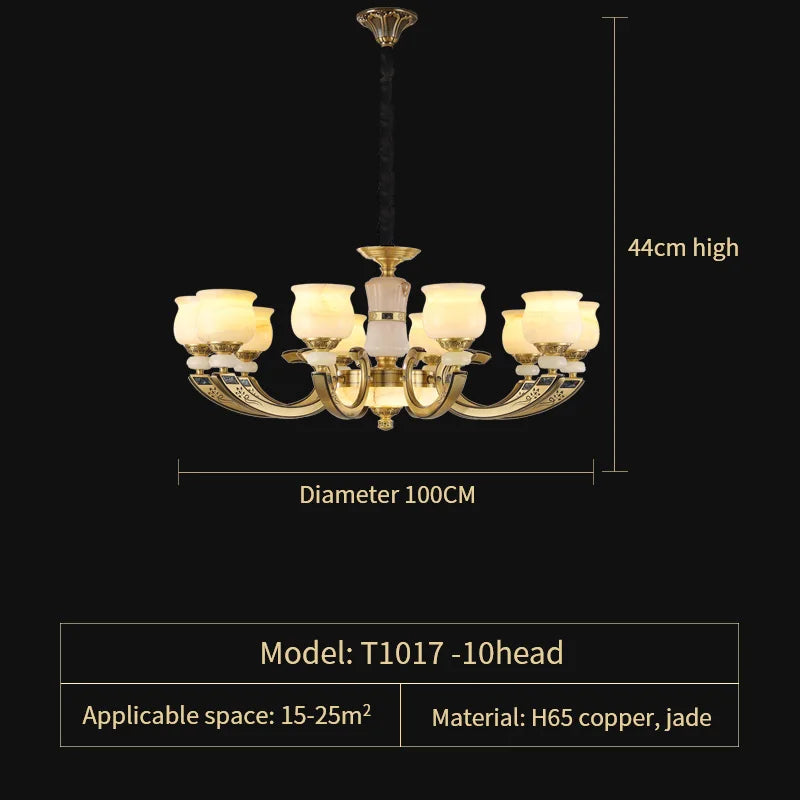 Luxury Natural Jade Chandelier for Duplex Villa and Restaurant, Guangdong Lamps