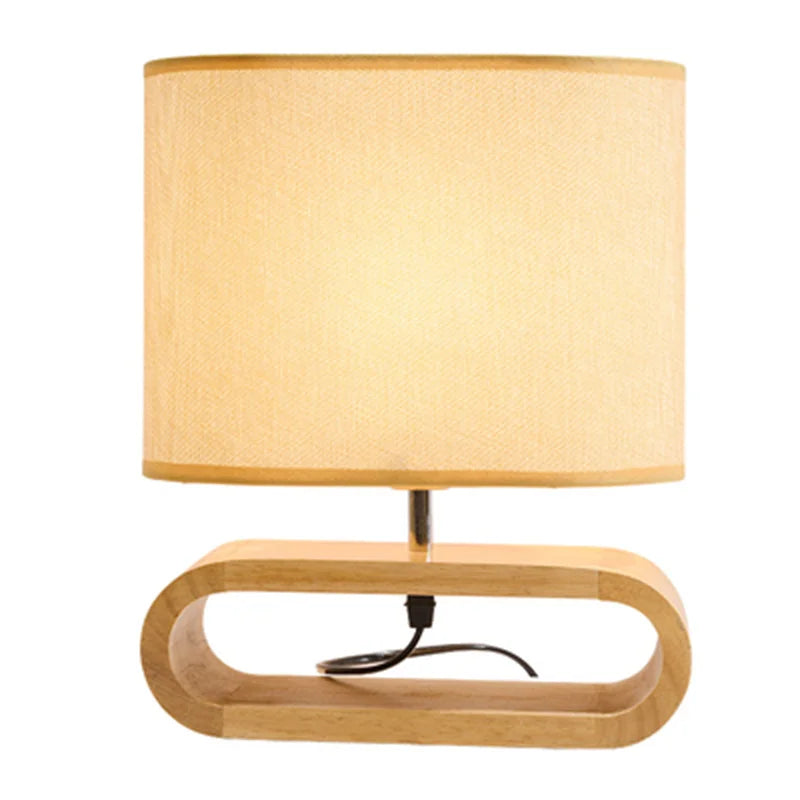 Wooden Bedside Lamp for Bedroom Nightstand - Small Desk light for Living Room