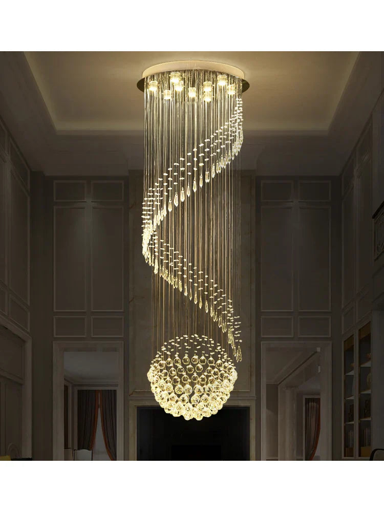 Crystal Chain Pendant Light Chandelier for Living Room and Staircase