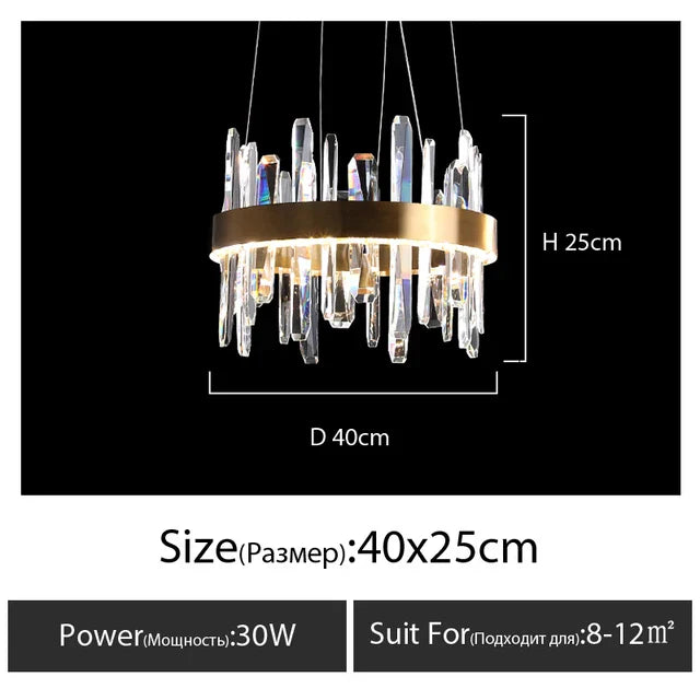 K9 Luxury Pendant Chandelier, LED Indoor Lighting for Kitchen, Living Room, Bedroom
