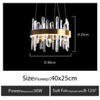 K9 Luxury Pendant Chandelier, LED Indoor Lighting for Kitchen, Living Room, Bedroom