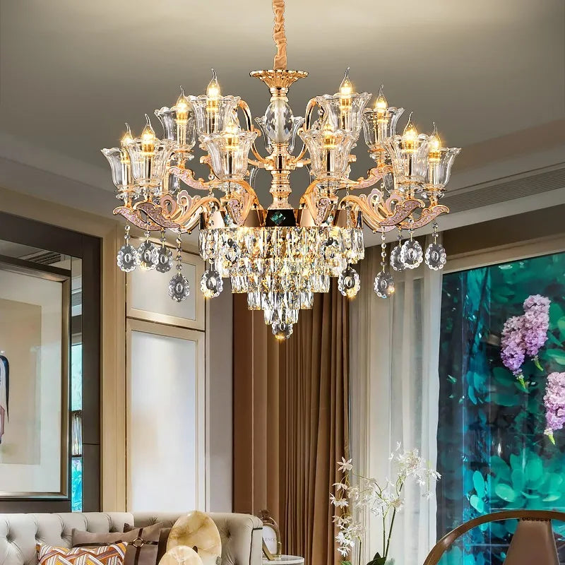 Luxury European Crystal Chandelier Living Room Lamp