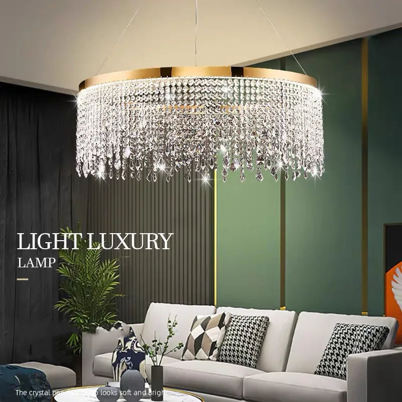 Crystal Chandelier Pendant Light LED Fixture for Living Dining Room Glamorous Home Decor