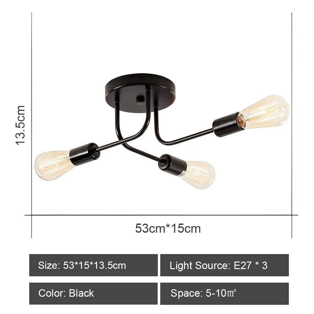 Sputnik Ceiling Chandelier: Modern Nordic Semi Flush Mount Lighting Fixture