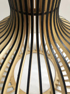 Black White Wood Cage Pendant Light for Living Room