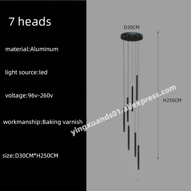 LED Chandelier Stairs Pendant Ceiling Lamp for Hotel Lobby Decor