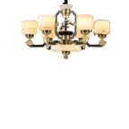 All Copper Jade Chandelier for Living Room, Villa Duplex Multi-storey Lighting