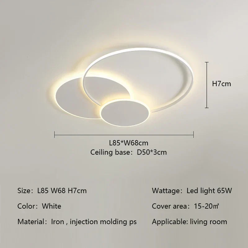 Circles LED Ceiling Lights Modern Minimalism Dimmable Bedroom Lamp Fixtures