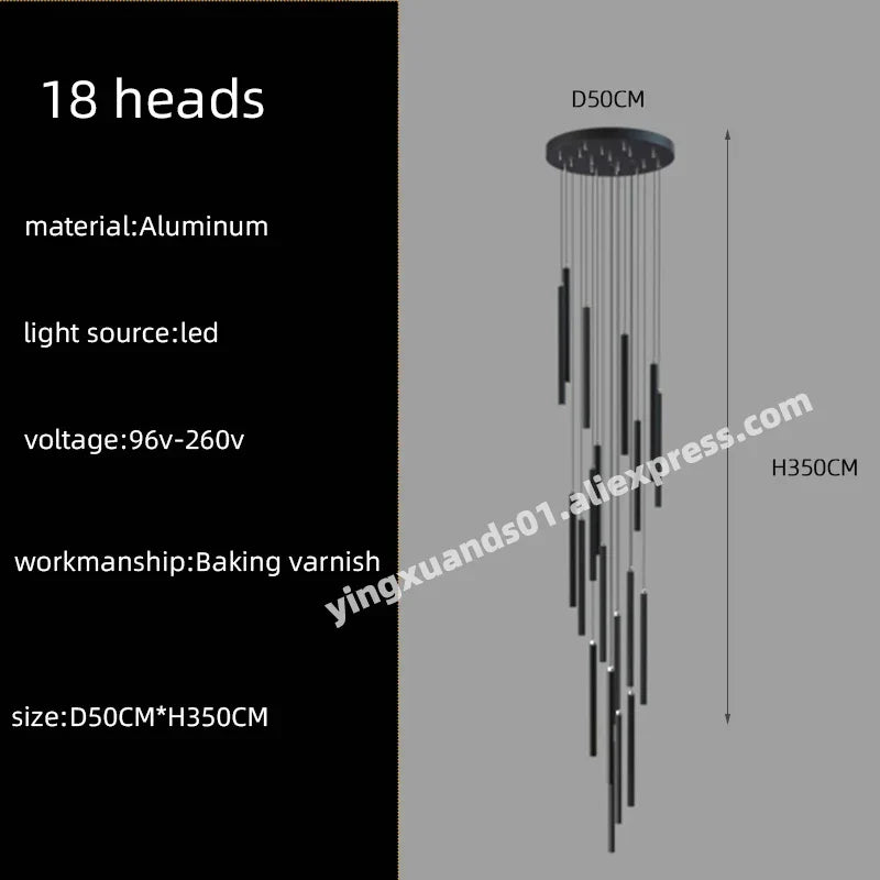 LED Chandelier Stairs Pendant Ceiling Lamp for Hotel Lobby Decor