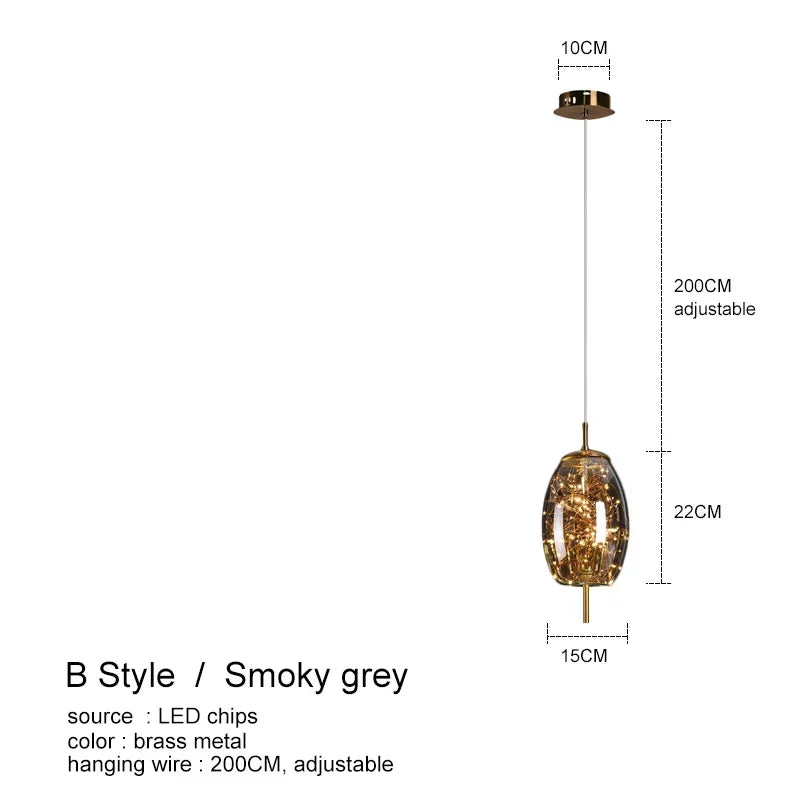 Amber Glass Chandelier: Luxury Lighting for Bedroom, Dining Room, Kitchen, Restaurant & Art Decor