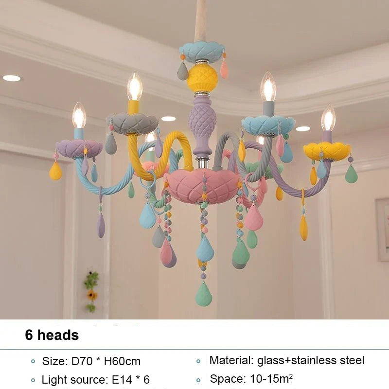 Crystal Chandelier: Modern Macaron Color Luminaire for Children's Room