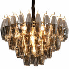 Modern Luxury Metal Amber Glass Pendant Lights Gray Chain Lighting Fixture